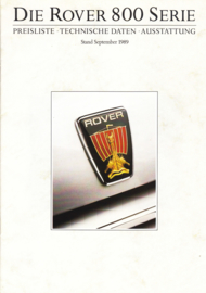 800 Series pricelist brochure, 12 pages, A5-size, 09/1989, German language