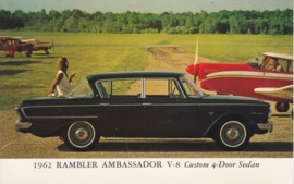 Ambassador V8 Custom 4-Door Sedan, US postcard, standard size, 1962, # AM-62-1043A