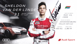 Racing driver Sheldon van der Linde, signed postcard 2016 season, English language