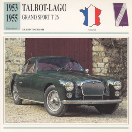 Talbot-Lago Grand Sport T 26 card, Dutch language, D5 019 03-15