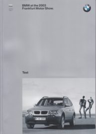 BMW press kit with CD-Rom, photo's & English text book, Frankfurt, 9/2003
