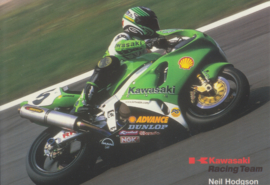 Kawasaki Racing team with driver Neil Hodgson, postcard (15 x 10,5 cm), English language, 2000s