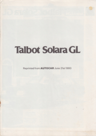 Solara GL, reprinted roadtest Autocar, 8 pages, English language,  6/1980