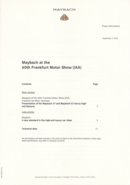 Maybach 57 & 62 press kit with photo's & text sheets, Frankfurt, 9/2003