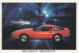 Corvette 1984 & 1953 models,  US postcard, standard size, 1984