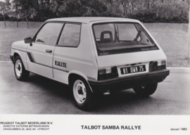 Talbot Samba Rallye, press photo, Dutch, 1/1983