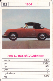 356 C/1600 SC Cabriolet - 1964 - card # B2 - size 10 x 6,5 cm