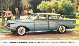 Ambassador V8 Custom 4-Door Sedan, US postcard, standard size, 1961, # AM-61-9050K