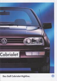 Golf Cabriolet Highline brochure, 12 pages,  A4-size, German language, 07/1995
