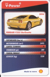 Ferrari F355 Berlinetta 1994 collector card, small size,  Shell V-Power issue, 2007 (# 22 of 24)