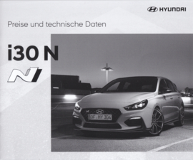 i30 N Hatchback pricelist brochure, 12 pages, 10/2017, German language