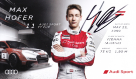 Racing driver Max Hofer, signed postcard 2016 season, English language