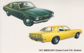 Comet 2 & 4 door Sedans, US postcard, standard size, 1971