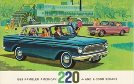 American 220 4/2-Door Sedans, US postcard, standard size, 1963, # AM-63-2037C