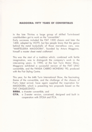 Maggiora press kit with sheets & photos, Turin, 1992