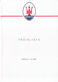 Pricelist folder, DIN A5-size, 4 pages, 07/1993, German language