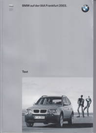 BMW press kit with CD-Rom, photo's & German text book, Frankfurt, 9/2003