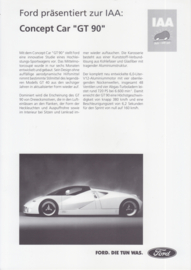 GT 90 Concept car leaflet, 1 page, 1995, German language