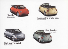 New Beetle Convertible 4 sticker sheet,  A6-size postcard, USA, about 2002