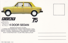 128 4-door Sedan, standard size, US postcard (# 7546)