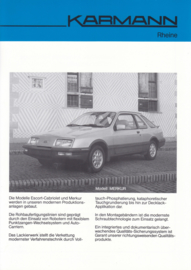 Ford Escort Cabriolet & Merkur by Karmann brochure, 2 pages, about 1987, German language