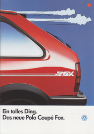 Polo Coupé Fox brochure, 8 pages,  A4-size, German language, 03/1986