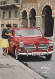 122 Sedan postcard, A6-size,  approx. 1961, English language, factory-issued in Sweden