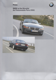 BMW Z4 & 7-Series Diesel press kit with photo's & text sheets, Paris, 9/2002