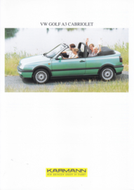 VW Golf A3 Cabriolet by Karmann brochure, 2 pages, about 1995, 3 languages