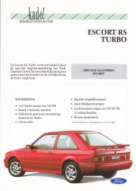 Escort RS Turbo brochure, 2 pages, Dutch language, 01/1990 (Belgium)