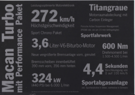 Macan Turbo Performance Paket leaflet, 2 pages, 2016, German