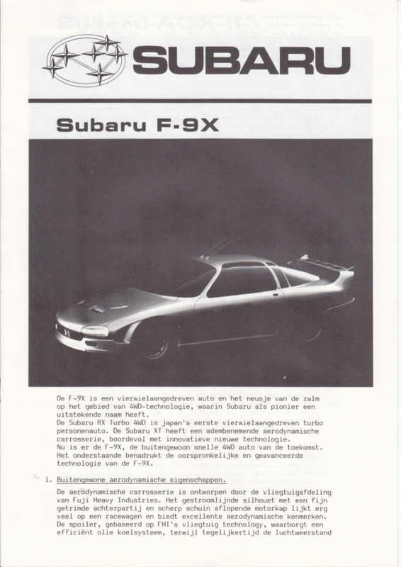 F-9X / ACX-II brochure, 8 pages, Dutch language, about 1985