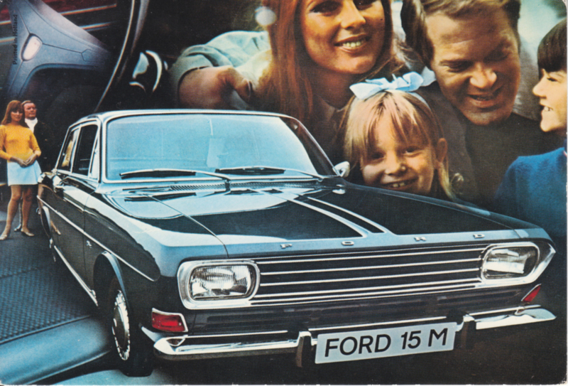 15M 2-door Sedan, DIN A6-size postcard, empty back side, approx. 1969