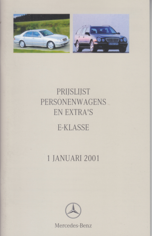 E-class price booklet, 52 pages, A6-size, 1/2001, Dutch language