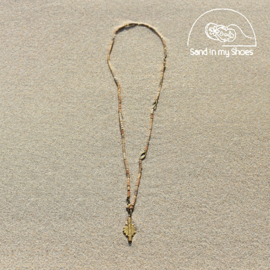 CLAY CONVERTIBLE Y NECKLACE WITH BRASS SUN