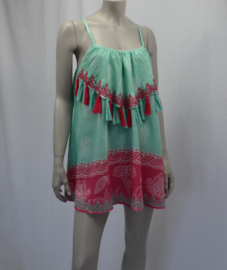 Dress Pompons - Print Turquoise, Bali Sensasi