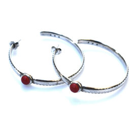 Earrings Beautiful Red Moon, Red Coral Shabada