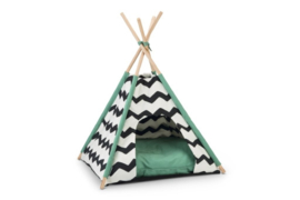 Kioni Tipi Tent - Kattenhuis - Zwart/Wit - 50x50x70 cm