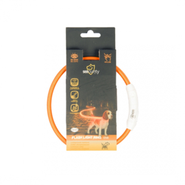 Flash Light ring, Licht Gevende Halsband,  usb Nylon Oranje 45cm