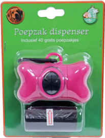 Poepzak Dispenser Botmodel Roze, Inclusief 2x20 Poepzakjes