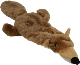 Hondenspeelgoed vos plat met piep pluche bruin, 55 cm.