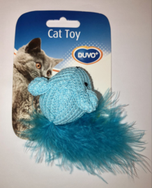 Speelmuisje Wol Blauw/Roze