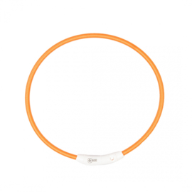 Flash Light ring, Licht Gevende Halsband,  usb Nylon Oranje 45cm