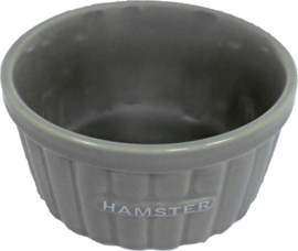 Hamster eetbakje steen ribbel taupe, 8 cm