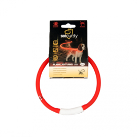 Hondenhalsband Flash Ring Licht USB - Silicone - Rood - 45cm