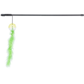 Speelhengel met ratelbal en veren, assorti