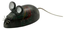 Speeltje Robot Muis Zwart 11cm Incl LED Verlichting