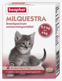 Milquestra Wormtabletten Kleine Kat/Kitten - tot 4kg - 2 tabletten
