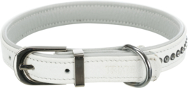Active Comfort Halsband met Strass-Steentjes - Wit - XS-S - 20-24 cm/12 mm