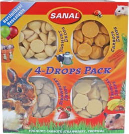 Sanal 4-pak drops, yoghurt, wortel, aardbei en tropical